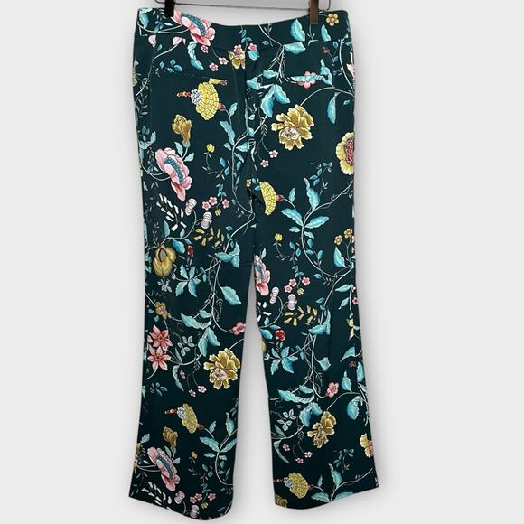NWT LOFT green floral moody botanical trousers dress pants Size 6 office career - Picture 3 of 6